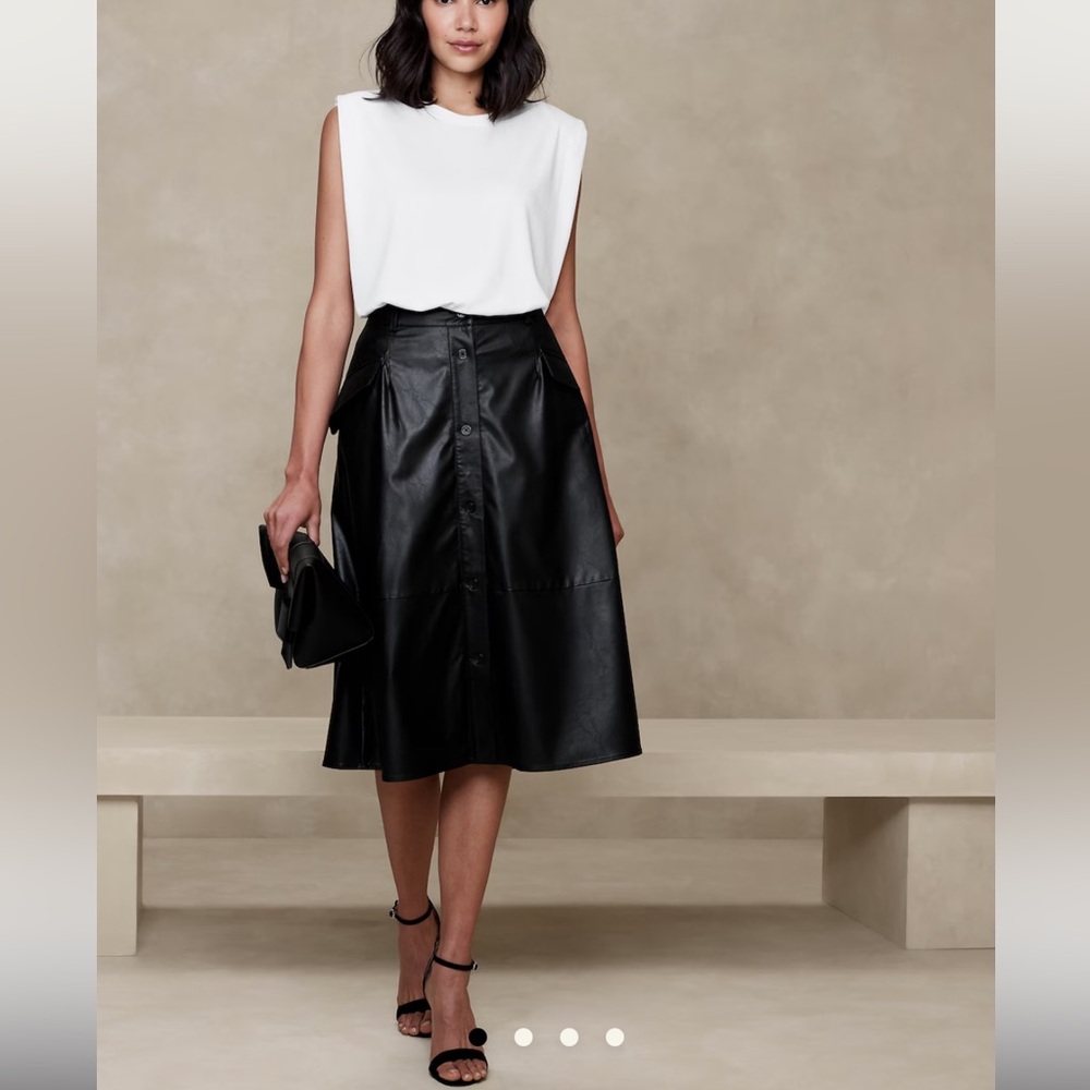 NWT Leather Midi Skirt